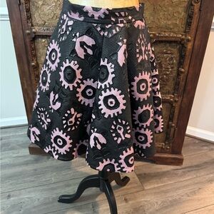 MSGM Elegant Black and Pink Floral Skirt 44‎